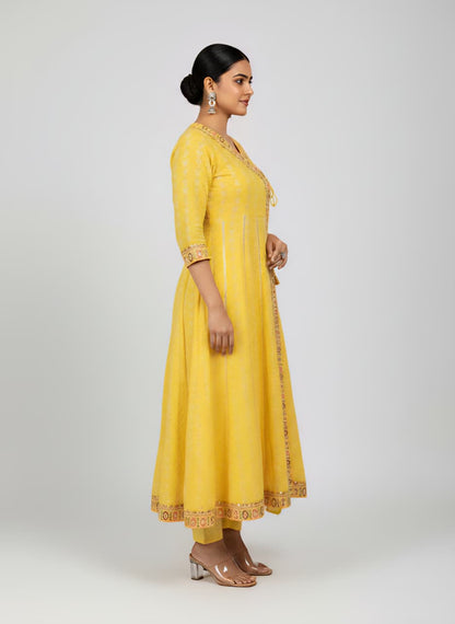 Yellow Cotton Anarkali Suit