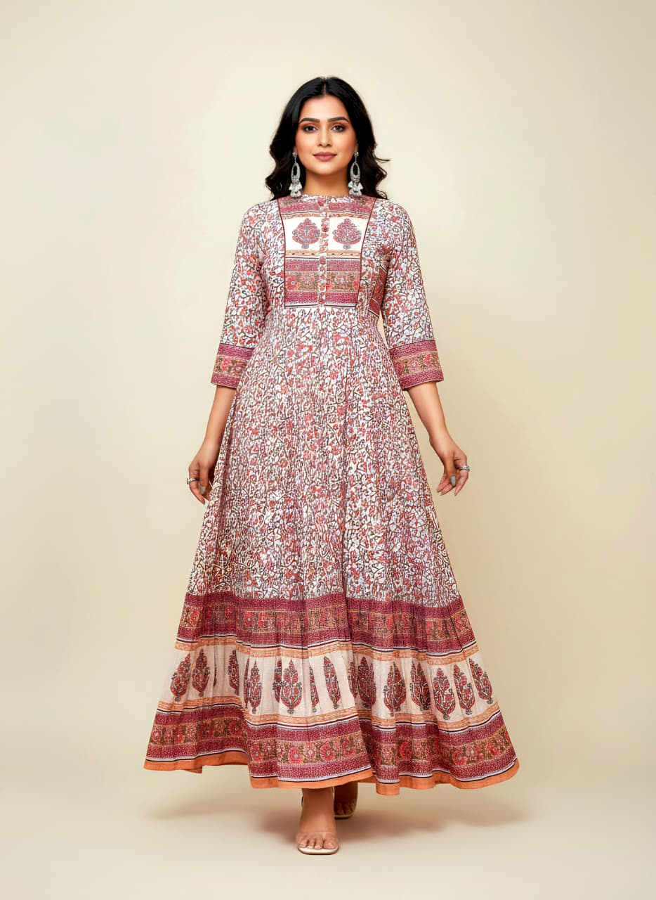 Floral Printed Anarkali Kurta Gown