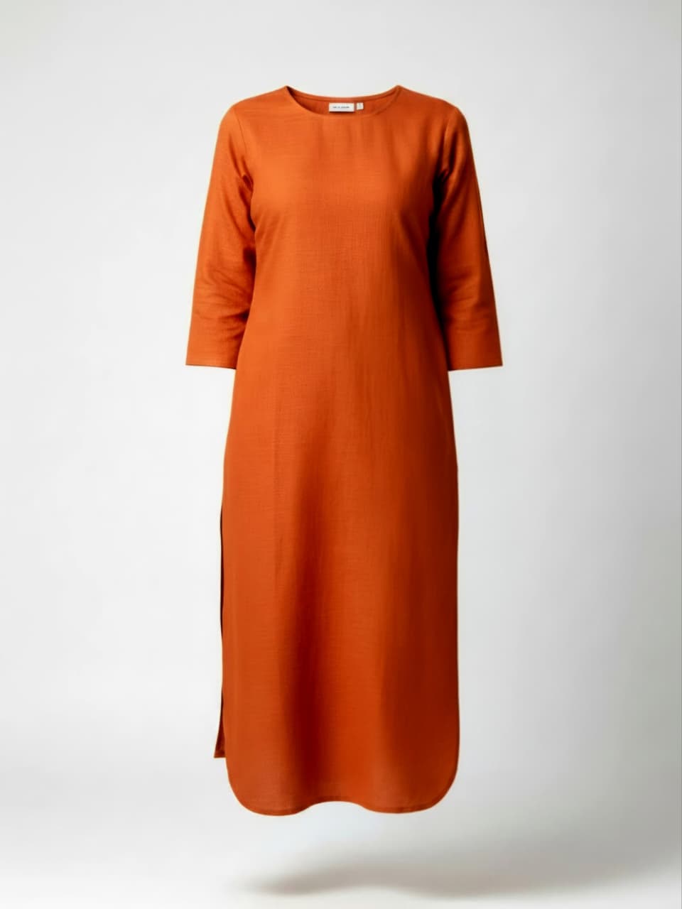 Rust Orange Linen Co-ord Set for Women | Straight Kurta & Wide-Leg Pants